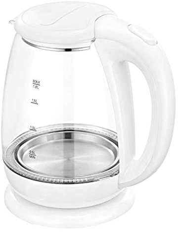 SJHDHDA Hervidores, Hervidor de Vidrio de 1,8 L, Hervidor de Agua Ecológico de 1800 W con LED Iluminado, Caldera de Agua Inalámbrica Sin Bpa con Tapa Interior de Acero Inoxidable, para Café, Té,