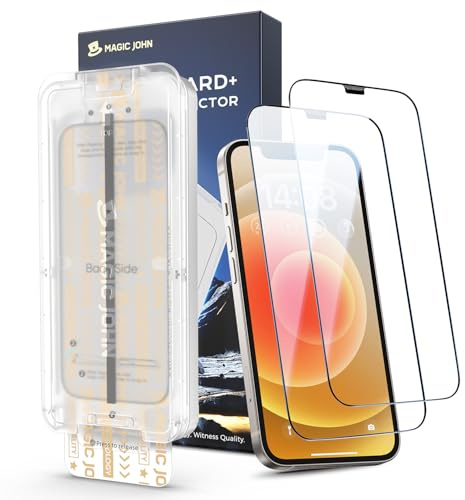 MAGIC JOHN für iPhone 12/ 12 Pro für Upgrade Bildschirmschutz (6,1 Zoll), HD Klar, mit einfacher Installation, Befestigungswerkzeug, Hüllenfreundlich, 2 Stück