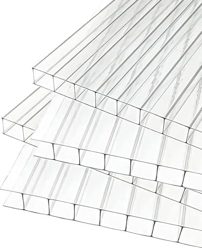 Hohlkammerplatten für Gewächshaus 60,5 x 66,2 cm - Polycarbonatplatten, Kunststoffplatten 4mm, Wetterfeste Gewächshausplatten, Polycarbonat Stegplatten, Transparentes & UV-beständige Wellplattendach