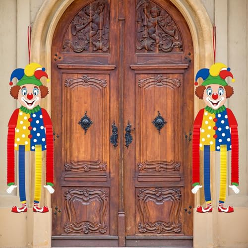 TAOYAOYAO Clown Banner Karneval Deko Clown Faschingsdeko Hängend Tür Fensterbilder Karneval Dekoration Geburststagsparty Faschingsdekoration Zirkus Deko Karnevalsparty Wanddeko Karneval Clown (2 pcs)