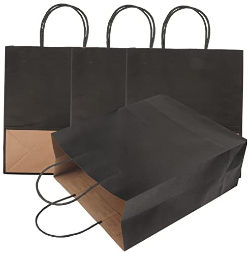 ERINGOGO 12stücke Schwarze Geschenktüten Kraftpapier Mit Großen Für Partys Feiertage Märkte Und Kreative Verpackungen