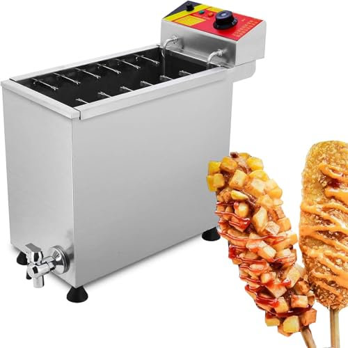 3KW Friggitrice Elettrica,Friggitrice per cani di mais Friggitrice per formaggio commerciale Hot Dogs Stick Maker Macchina per friggitrici per cucina ristorante casa,220V
