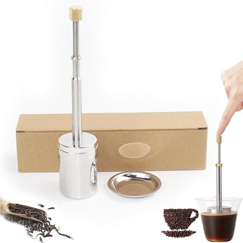Hayaww Filtre-Presse Portable pour café et thé Cafetière et Théière Portable Infuseur Type Presse Cafetière à Pression Presse à café en Acier Inoxydable Machine à Café et à Thé Portable (A)
