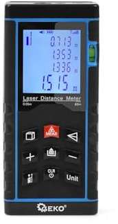 BSD Télémètre laser précis 0,05-60m avec mémoire, écran rétroéclairé et niveau à bulle intégré, idéal pour travaux intérieurs et extérieurs.