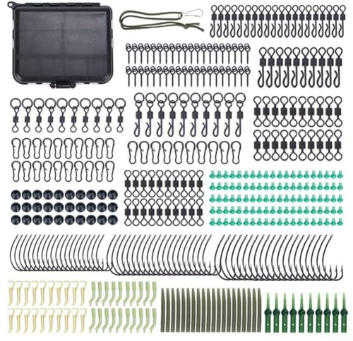 Fishing Essentials - Juego de 420 broches giratorios para pesca de carpas en práctica funda de transporte para un fácil acceso