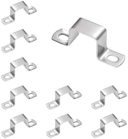 HERKINDNESS 10 Piezas Abrazaderas para Tubos, Acero Inoxidable 304 Abrazadera Tubos Cuadrados, 25 X 25 mm Abrazadera Cuadrada, para Fijar Tuberías de Agua, Conductos de Cables, Tuberías de Gas