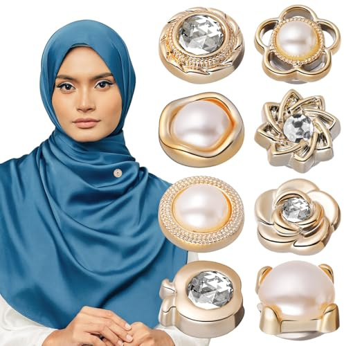 Uonlytech 8 Stück Hijab Magnetpins Ohne Nähen Sicherheitsnadeln Für Kleidung Schal Und Strickjacken Modische Magnetknöpfe Sicher Und Vielseitig