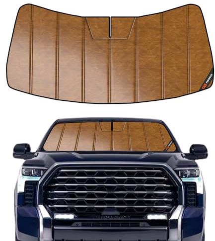 Pigenius Windshield Sun Shade for Toyota Tundra 2022-2026, Custom Front Window Sunshade - Leather
