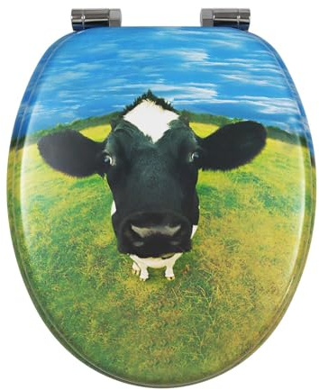 Fanmitrk Wooden Toilet Seat-Durable MDF Toilet Seat Soft Close in Various Patterns(MDF2507-08)