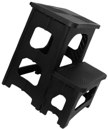 ABOOFAN Tabouret Pliant Plastique Noir Escabeau et Antidérapant pour Adultes et Garçon Fille pour Cuisine de Bain Bureau de Gain de Place et Design Moderne