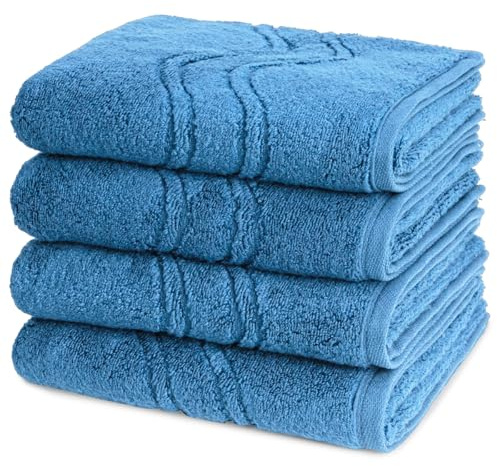 Ross - 4 teiliges Frottier-Set - Cashmere Feeling (4 X Handtuch im Set) - 520 g/m2 - Baumwolle - Walkfrottee - saugstark - weich und flauschig - Ozean
