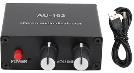 Agwuoetr Amplificatore Audio A 2 Canali 1 Ingresso 2 Uscite 3,5 mm Controllo Solitario Distributore Audio Stereo Preamplificatore Audio