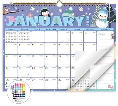 XISIDO 2026 Calendar, Wall Calendar 2026-2027, 18 Month Calendar January 2026 - June 2027, 14.8 X 11.5, Calendar with Twin-Wire Binding, Hanging Hook and Julian Dates (Seasonal Designs)