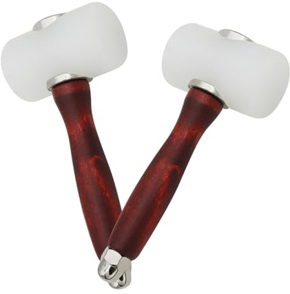 GALPADA 2pcs Dual Head Nylon Mallet with Wooden Handle for DIY Leather Engraving and Woodworking Non-marring Hammer for Crafting Stamping Punching and Leatherwork Projects