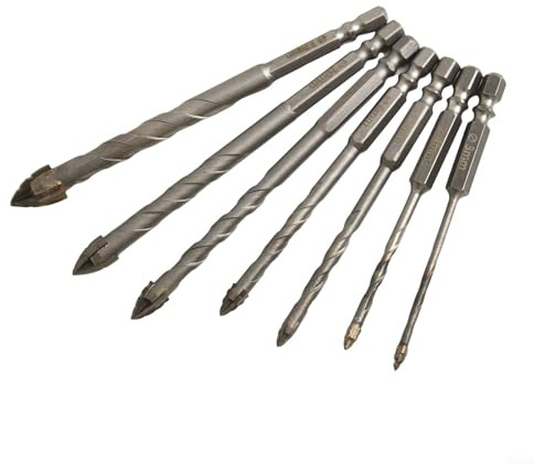Eawfgtuw Punte per trapano per piastrelle di vetro, Set di trapano eccentrico, Punte da trapano in metallo duro per piastrelle di ceramica, Punte da trapano per muratura, Punte da trapano con gambo