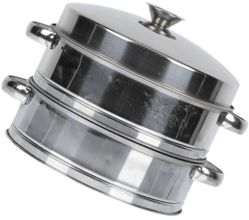 Cabilock Vaporera de Acero Inoxidable de 2 Niveles con Tapa Cesta de Vapor Reutilizable para Cocinar al Vapor Pan Arroz Mariscos y Verduras Utensilio Práctico para Uso Doméstico