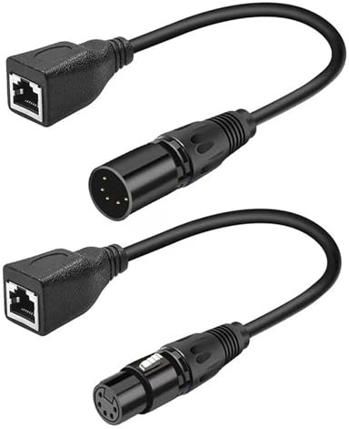 YWBL-WH Câble Adaptateur XLR 3 Broches RJ45, Convertisseur Ethernet DMX de Haute qualité pour éclairage de Scène, Paquet de 2 avec Installation Plug and Play Facile (YWBL-WHdy4wae530v-L6422-1)
