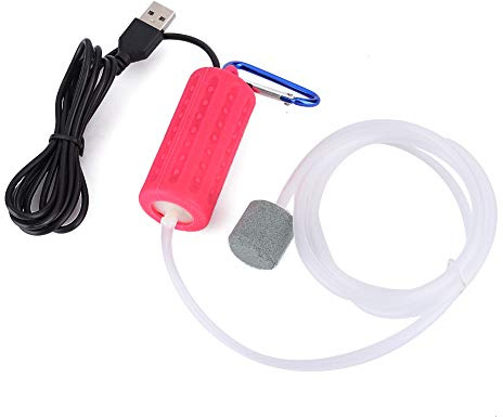 Phefop Bomba de Agua USB para Pecera, Mini Bomba Sumergible con Piedra de Burbujas y Tubo de Aire, de Oxígeno Silenciosa para Acuario Hidropónico 7x3 Cm (de Aire USB)