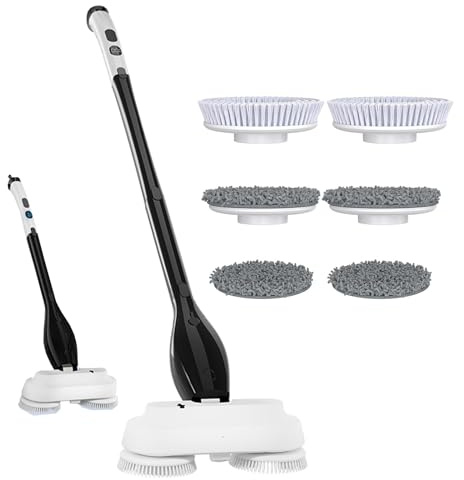 Mopa eléctrica inalámbrica, limpiador de pisos giratorio 2 en 1 con tanque de agua de 800 ml, altura ajustable, fregona de mano para suelos de mármol, laminados, madera dura y azulejos