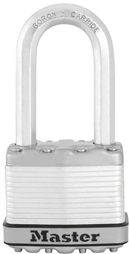 MASTER LOCK Very High Security Padlock, Security Level 9/10, Outdoor, Keyed, Laminated Steel, Weatherproof, Medium Shackle