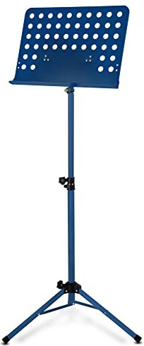 Classic Cantabile Metall Orchesterpult Lochblech - Stabiler Notenständer mit Lochblechauflage - Höhenverstellbar von 58 bis 100cm - Notenpult mit Extra breite 50 cm Auflage - Blau