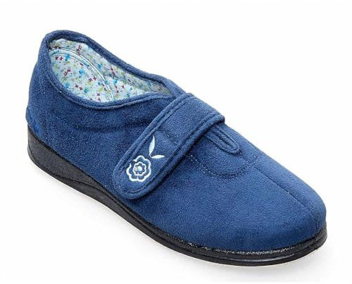 Padders Ladies Slippers 2E Fit Vulcanised - Denim Blue Size 6