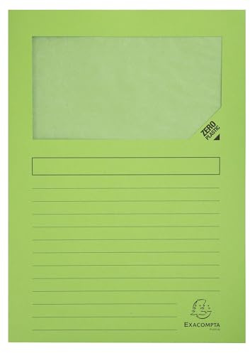 Exacompta - Réf. 50107E - Carton de 400 chemises à fenêtre Forever® 120 g/m² - couleurs vives - chemises 100% recyclées et certifiées Ange Bleu - dim 22 x 31 cm pour A4 - vert pré