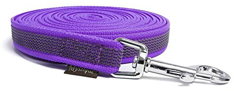 Mystique® Gummierte Schleppleine 20mm mit Handschlaufe Standard Karabiner lila 5m