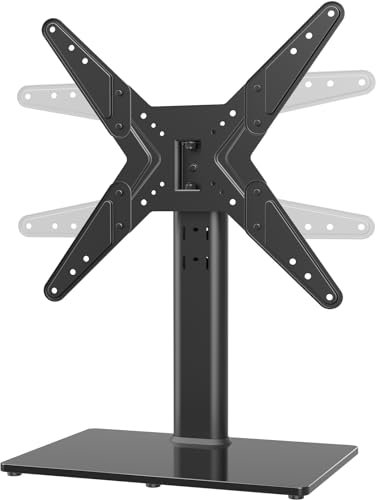 LCD/LED TV Ständer Fernsehtisch Standfuss Glas Standfuß Halterung Ständer Höhenverstellbar Fernsehstand LED Fernseher Stand Flachbildschirm Aufsatz Möbel Rack Tischständer Universal für 21 - 47 Zoll