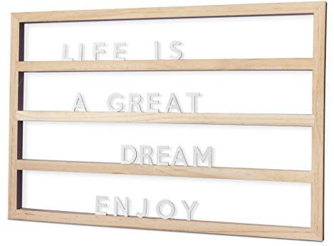 Balvi Tablero letras Nature Color madera Con 79 letras, números y símbolos Madera 60x40cm