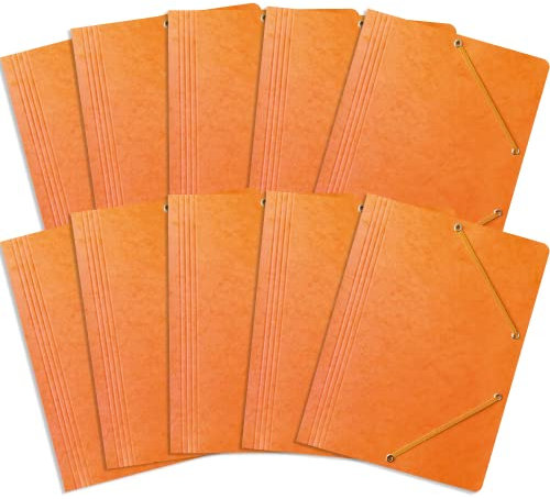 BANTEX Einschlagmappe, Sammelmappe mit Gummi A4, Eckspanner, Eckspann-Mappe, Dokumentenmappe für Büro oder Schule, Leichter Ordner für Akten mit 2 Gummizügen, 10 Stück-Packung, ORANGE, 400087826