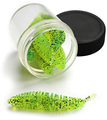 Storfisk fishing & more Feinripp Weichgummi Forellenköder, Supersoft mit Aroma (Käse oder Knoblauch) und Glitter, schwimmend, umweltfreundliches TPE-Material, Länge: 60 mm
