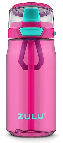 ZULU Kids Flex 16oz Tritan Plastic Water Bottle with Silicone Spout, Pink