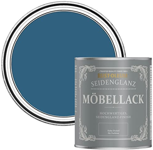 Rust-Oleum blau Möbelfarbe mit Seidenglanz-Finish, geruchsarm und wasserbasiert für Innenholz - Kobalt 750ML