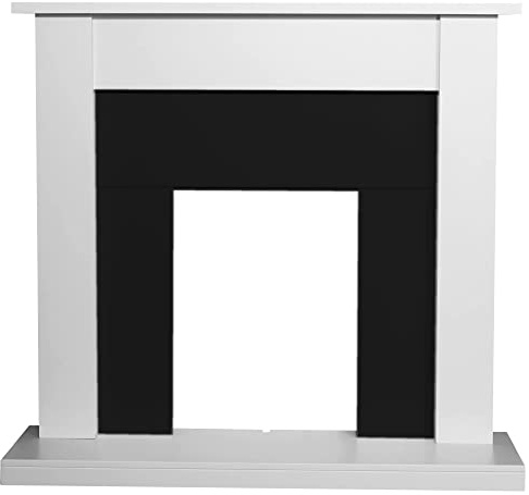 Adam Sutton Fireplace in Pure White & Black, 43 Inch