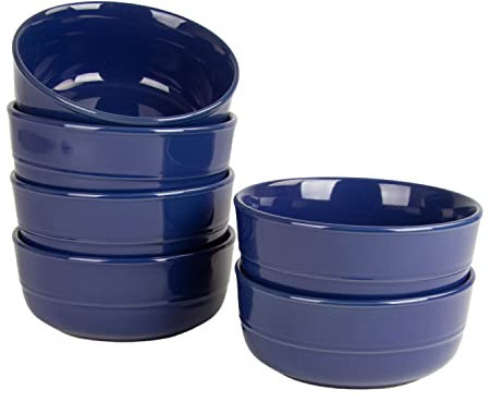 10 Strawberry Street Double Line 6.25/24oz Cereal Bowl, Set of 6, Cobalt Blue