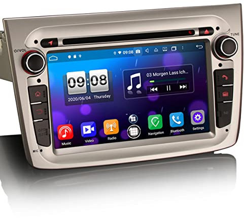 Erisin 8-Core 4GB+64GB Android 14 Autoradio GPS Navigatore per Alfa Romeo Mito 2008-2019 7 pollici Schermo IPS Supporta Lettore CD DVD CarPlay Android Auto Bluetooth DSP WiFi 4G DAB+ FM RDS OBD2 USB