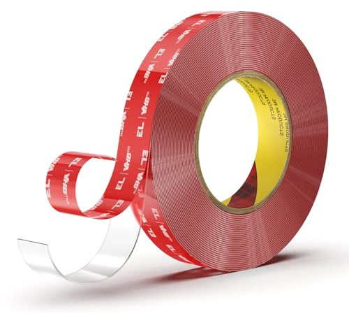 Elover VHB doppelseitiges Montageband, 24 mm Breite, 4,8m Länge | Wasserdicht, Schaumband, Durchsichtig, Für Wohnkultur, Für Bürodekoration