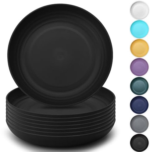 Kyraton servizio piatti in plastica 8 pezzi, Piatti piani, piatti leggeri infrangibili e riutilizzabili Pasta e gnocchi Ciotola per microonde