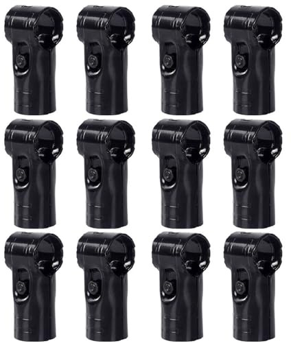 12 Sets T Pipe Clamp Connector, Black Chain Link Fence Clamps, End Rail Tee Clamp Couplings for 1-1/8 28mm OD Pipes, Bolts & Nuts Included