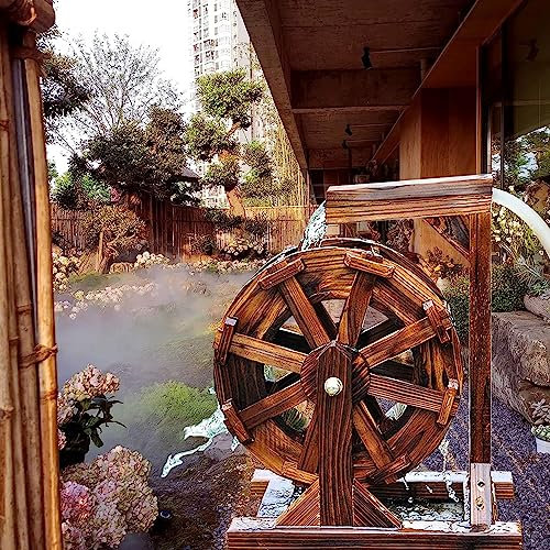 Fontaine à Eau de Jardin extérieur, Roues Feng Shui, Ornement décoratif, Roue à Eau en Bois, décoration de Cascade autoportante pour Balcon, Cour, Bassin extérieur, Piscine (Taille : 90 cm)