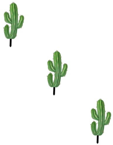 BESPORTBLE Dekoration 3St Kaktus-Gartendekoration Blumengartenkunst Outdoor-Dekor Pflanzen Anlage Garten eingelegtes Dekor Bodeneinlage-Ornament draussen das Schild Erdungsstecker Acryl