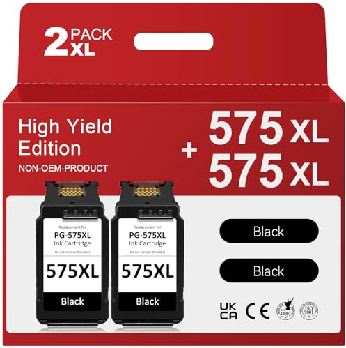 Economink PG-575XL Druckerpatrone Schwarz – Kompatibel mit Canon PIXMA TS3550i TS3551i TS3750i TS3751i TS3752i TR4750i TR4751i TR4755i TR4756i – Ersatz für 575 & 575XL – Multipack