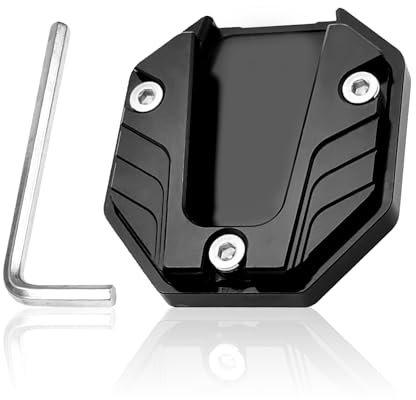 Caballete Moto, Almohadilla de Soporte Lateral para Motocicleta, Soporte de Extensión Accesorios Motocicleta CNC Aluminio Soporte Almohadilla Soporte Lateral Pie Ampliar Acolchado para Motocicleta