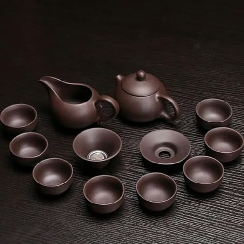 Juego de té de arcilla púrpura de cerámica, tetera con Infusor de Kung Fu, taza para servir, vajilla china