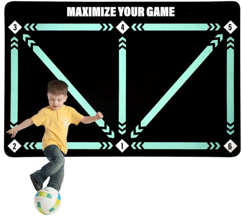 Fußball-Trainingsmatte, Fußball-Fußschritt-Trainingsmatte, Fußballausrüstung für Training, rutschfeste, leise Ausrüstung für alle Altersgruppen, um die Fußballfähigkeiten zu verbessern, 90 x 60