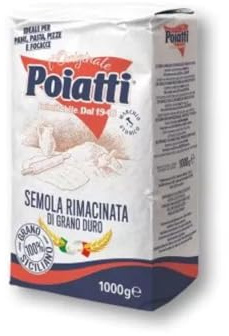 Farina Poiatti di Grano Duro 100% SICILIANO - Confezione da 10 pacchi da 1 Kg. cadauno (Totale 10 Kg.)