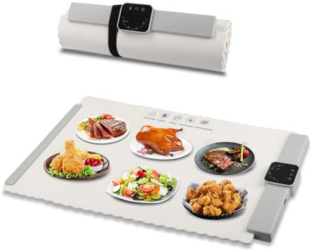 Domigard Electric Food Warmer,Portable Food Warming Tray with Adjustable Temperature Control Time Moders Locking Function,Silicone Heating Mat for Buffet Party, Home Dinners & Gatherings
