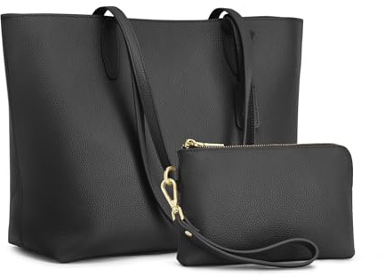 Kattee Leder Tragetaschen für Damen weiche Handtaschen und Schultertaschen Reise und Arbeitstaschen mit Handgelenksgeldbörse 2-in-1