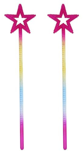 AEIOPRS 2 Pcs Prinzessin-Zauberstab Feenstab für Kinder mit Sternen-Glitzer Kristall-Zauberstab für Mädchen perfekt als Weihnachtskostüm-Requisite und für Cosplay Dekoration